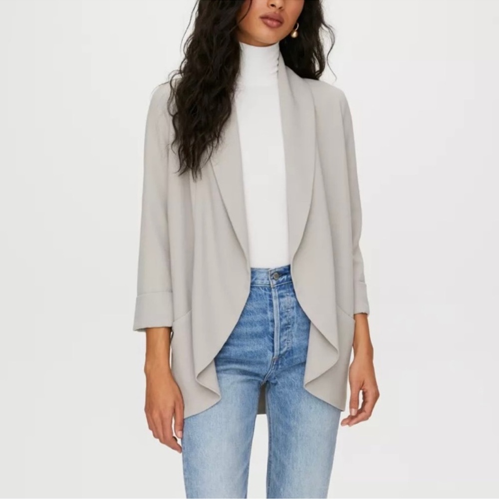 Aritzia Wilfred Light Gray Open Front Blazer